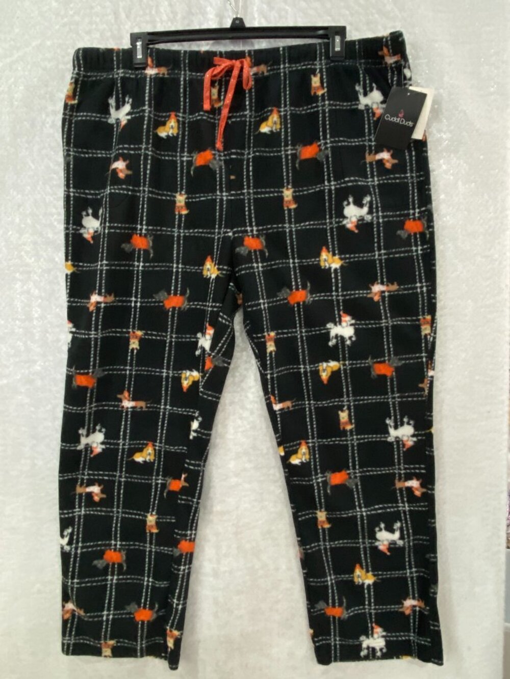 Cuddl Duds Wonans XXL Dogs Microfleece Pajama Pants  Christmas Black Pockets NEW